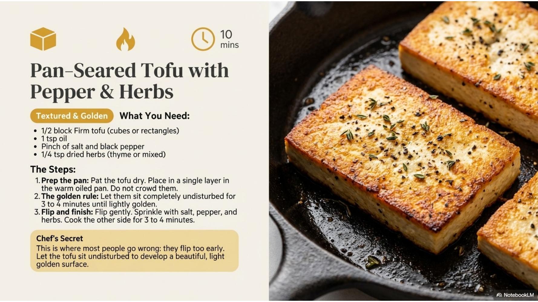 Pan-Seared Tofu with Pepper & Herbs