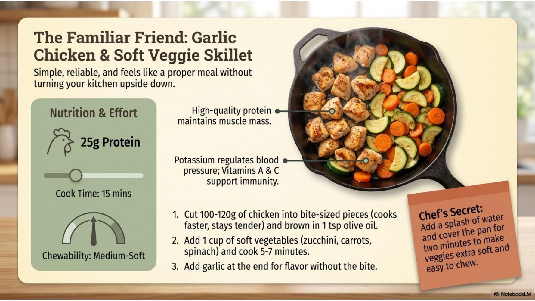 Garlic Chicken & Soft Veggie Skillet
